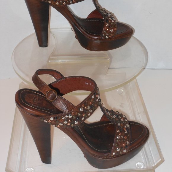 FRYE JOY STUDDED PLATFORM SHOES SIZE 8.5 MEDIUM - Picture 2 of 10